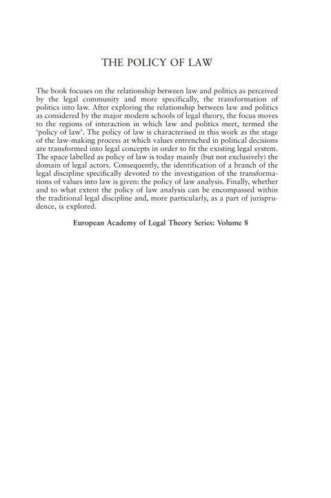 Cover image for book The Policy of Law
