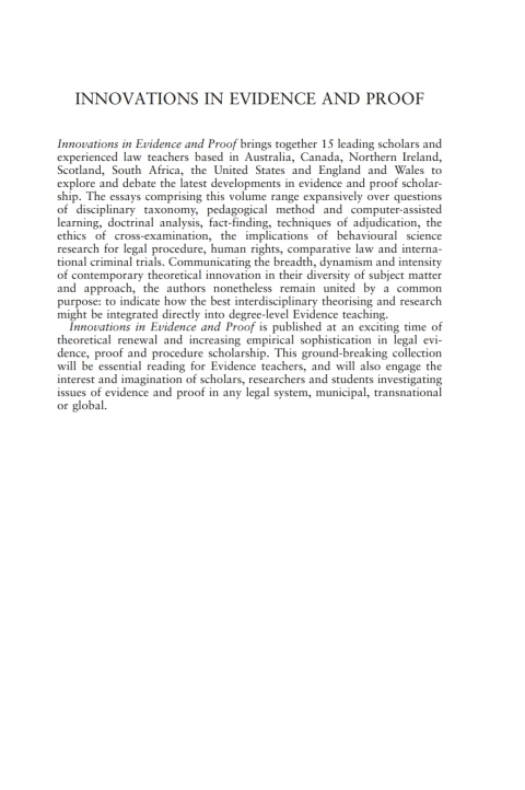 Cover image for book Innovations in Evidence and Proof