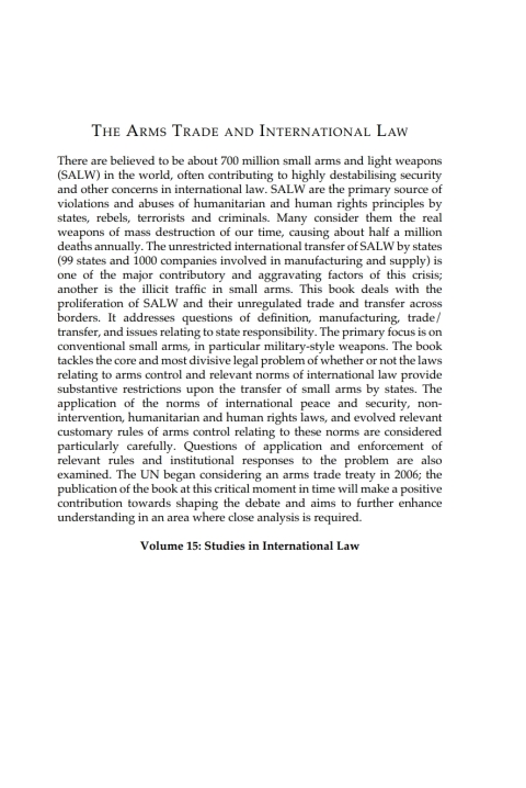 Cover image for book The Arms Trade and International Law