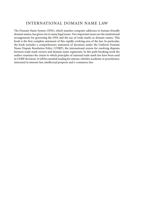 Cover image for book International Domain Name Law