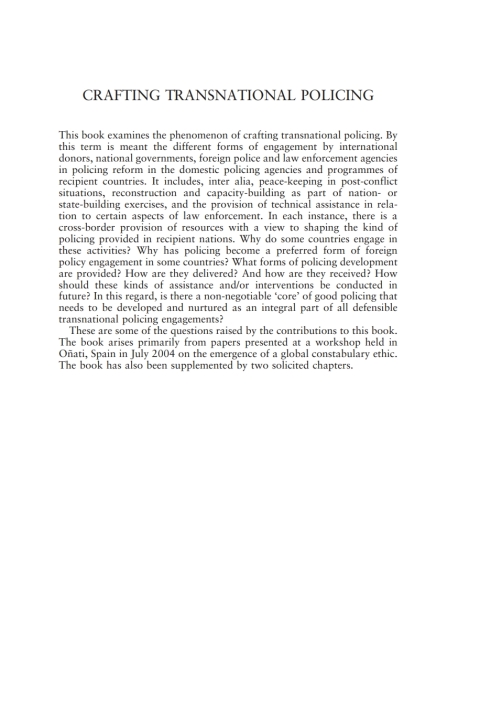 Cover image for book Crafting Transnational Policing