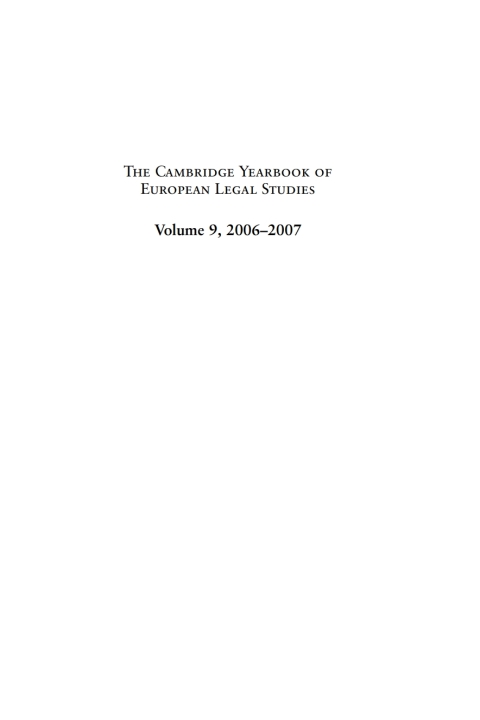 Cover image for book Cambridge Yearbook of European Legal Studies, Vol 9, 2006-2007