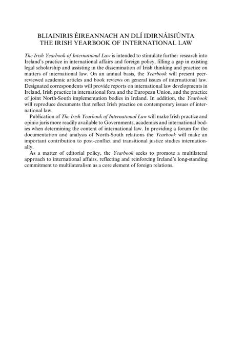 Cover image for book The Irish Yearbook of International Law, Volume 1  2006