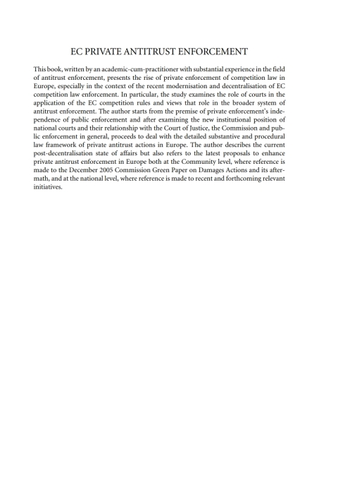 Cover image for book EC Private Antitrust Enforcement