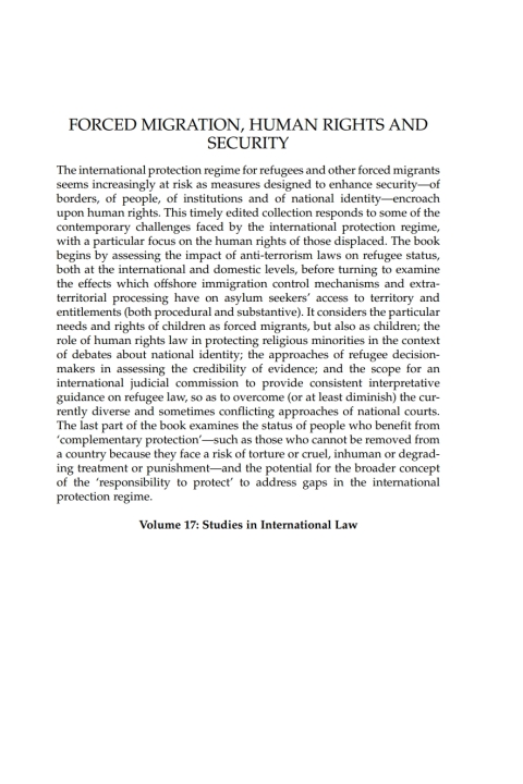 Cover image for book Forced Migration, Human Rights and Security
