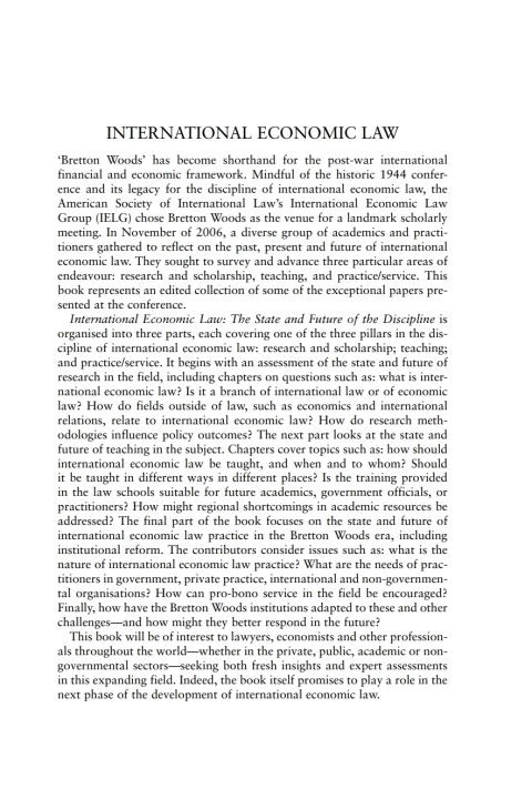 Cover image for book International Economic Law