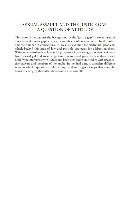 Cover image for book Sexual Assault and the Justice Gap: A Question of Attitude