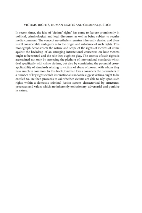 Cover image for book Victims' Rights, Human Rights and Criminal Justice