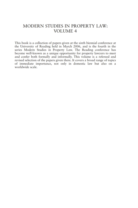 Cover image for book Modern Studies in Property Law - Volume 4