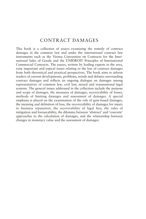 Cover image for book Contract Damages