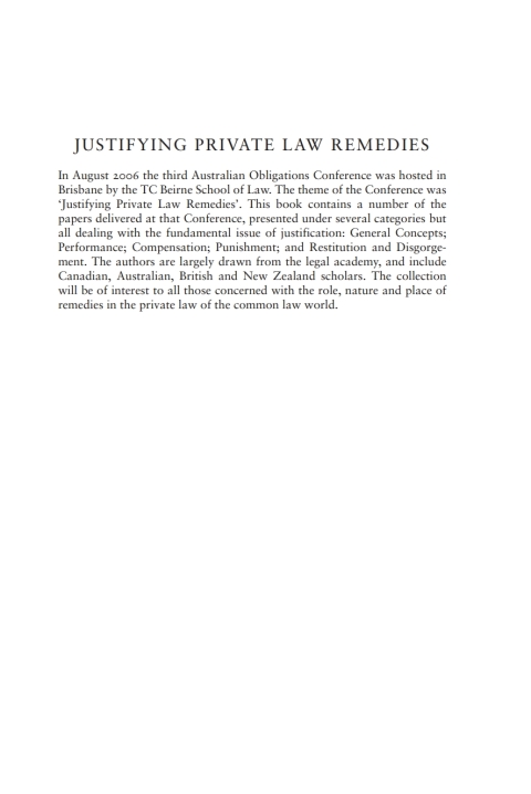 Cover image for book Justifying Private Law Remedies