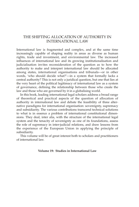 Cover image for book The Shifting Allocation of Authority in International Law