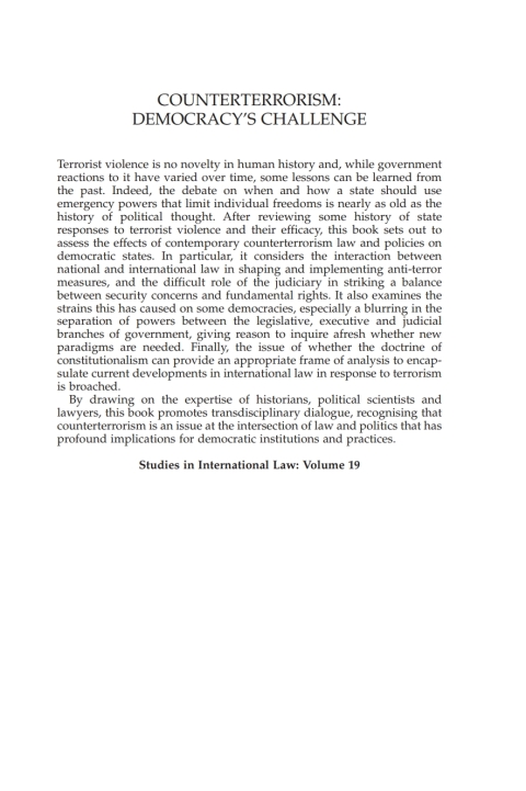 Cover image for book Counterterrorism: Democracy’s Challenge