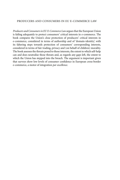 Cover image for book Producers and Consumers in EU E-Commerce Law