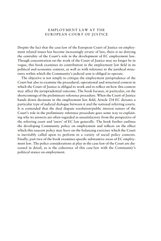 Employment Law at the European Court of Justice
