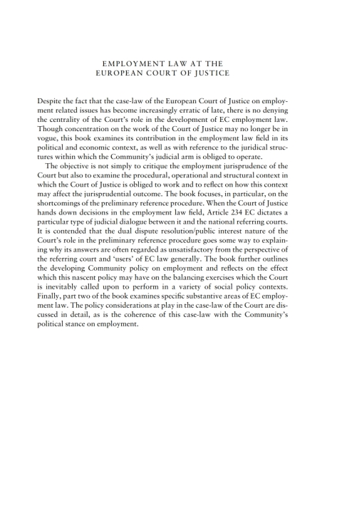 Cover image for book Employment Law at the European Court of Justice