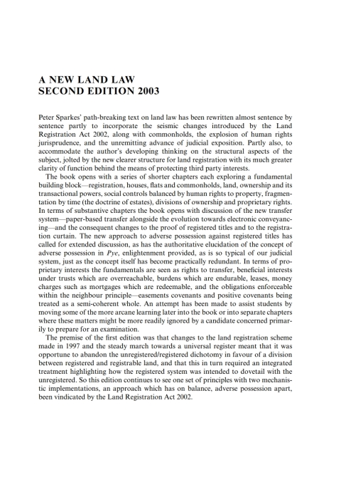 Cover image for book A New Land Law
