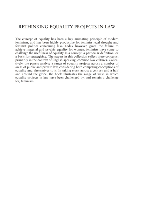 Cover image for book Rethinking Equality Projects in Law