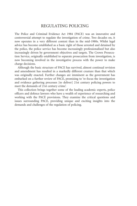 Cover image for book Regulating Policing