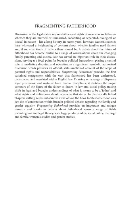 Cover image for book Fragmenting Fatherhood