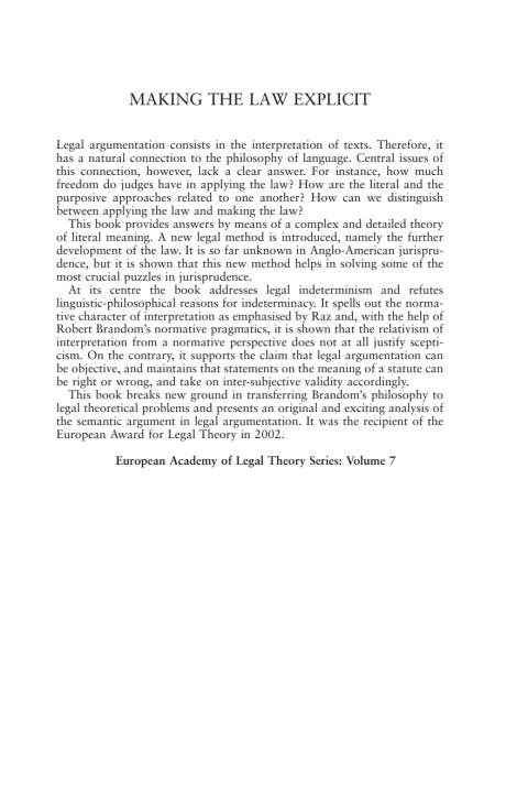 Cover image for book Making the Law Explicit