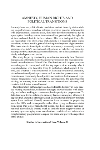 Amnesty, Human Rights and Political Transitions