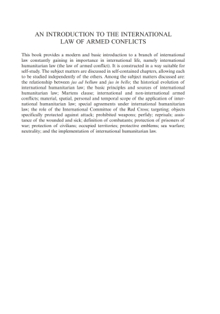 An Introduction to the International Law of Armed Conflicts