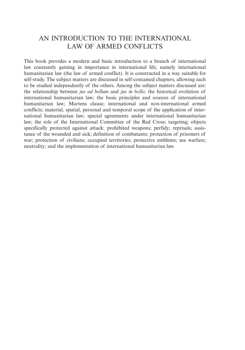 Cover image for book An Introduction to the International Law of Armed Conflicts