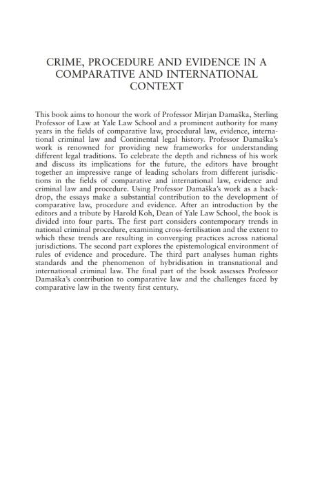 Cover image for book Crime, Procedure and Evidence in a Comparative and International Context