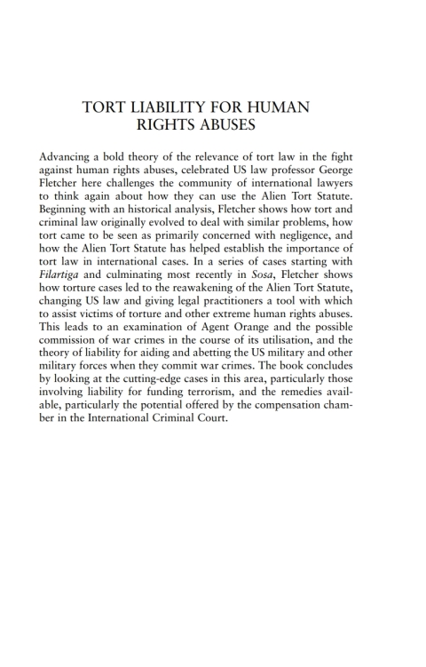 Cover image for book Tort Liability for Human Rights Abuses