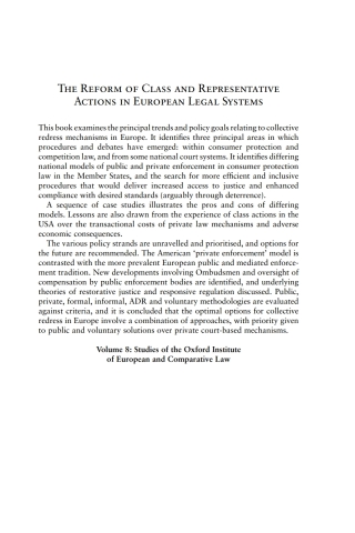 The Reform of Class and Representative Actions in European Legal Systems