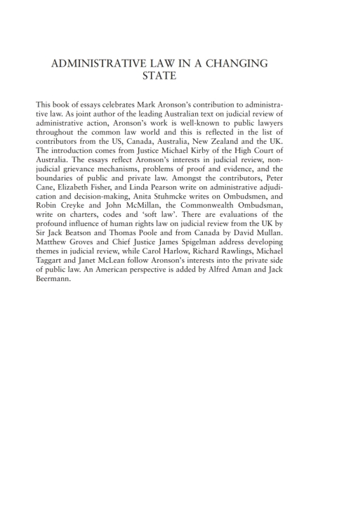 Cover image for book Administrative Law in a Changing State