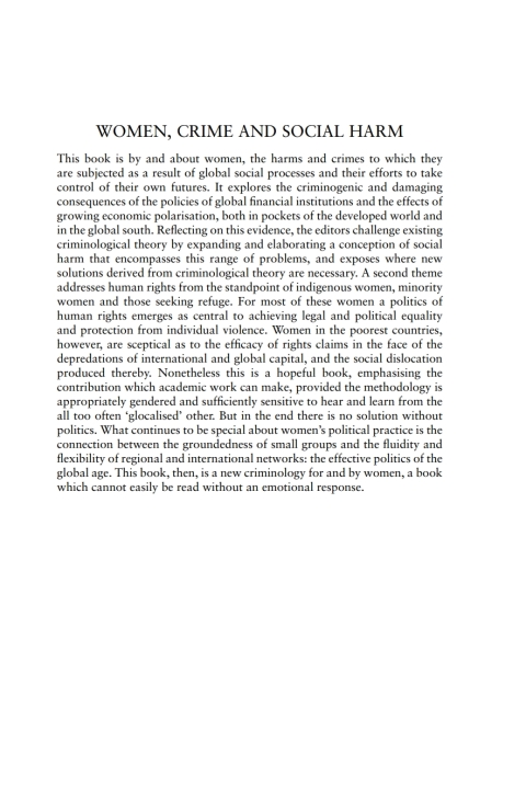 Cover image for book Women, Crime and Social Harm