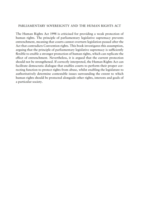 Parliamentary Sovereignty and the Human Rights Act 
