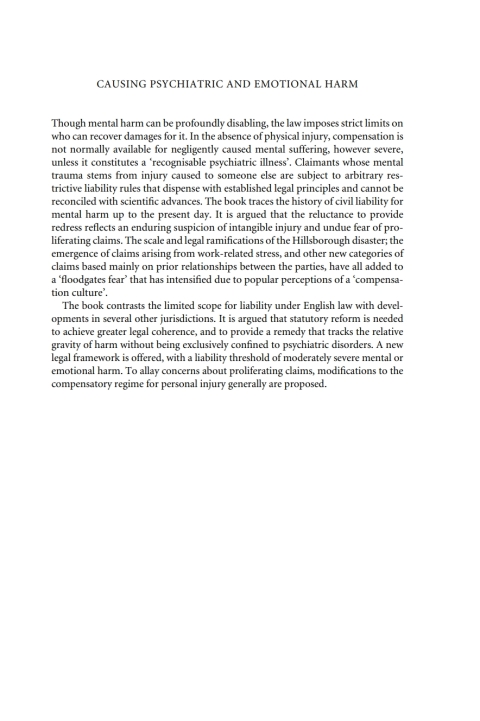 Cover image for book Causing Psychiatric and Emotional Harm