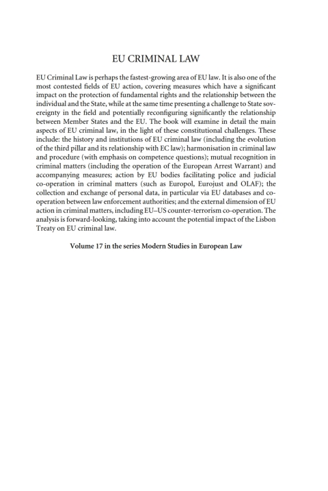 Cover image for book EU Criminal Law