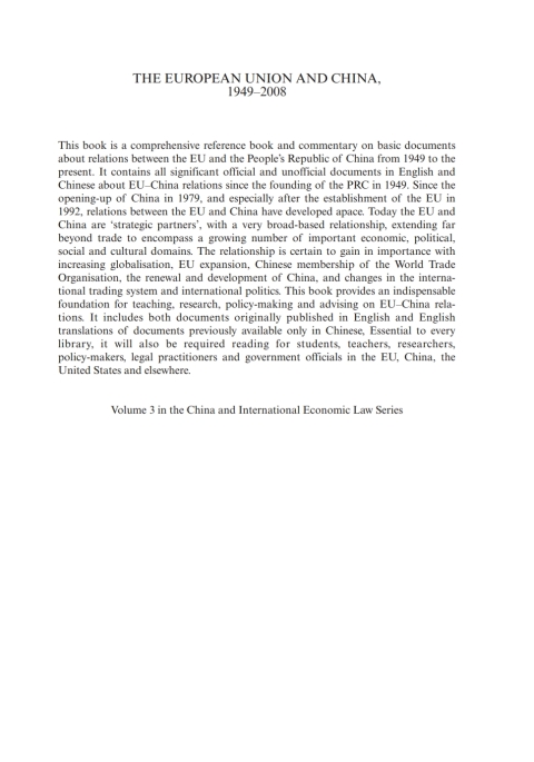 Cover image for book The European Union and China, 1949-2008