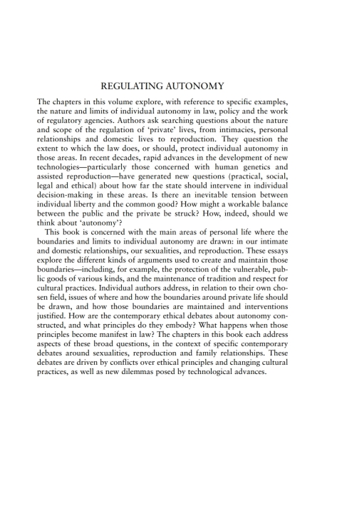 Cover image for book Regulating Autonomy