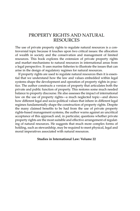 Cover image for book Property Rights and Natural Resources