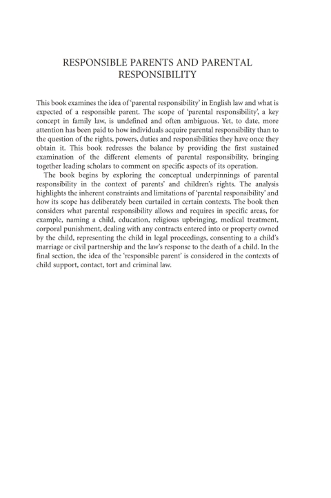 Cover image for book Responsible Parents and Parental Responsibility
