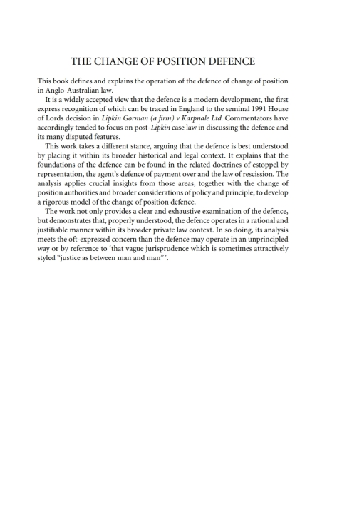 Cover image for book The Change of Position Defence