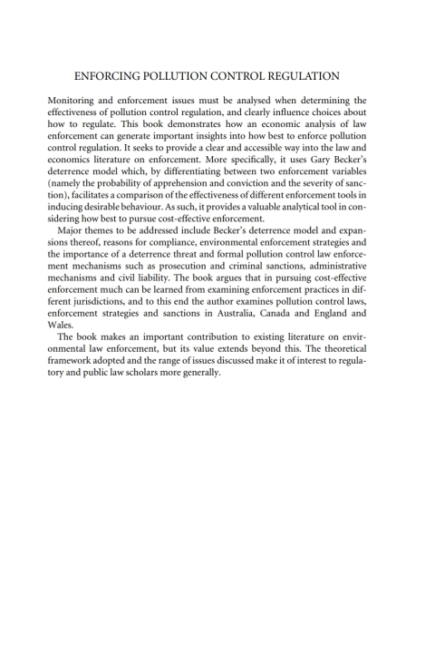 Cover image for book Enforcing Pollution Control Regulation