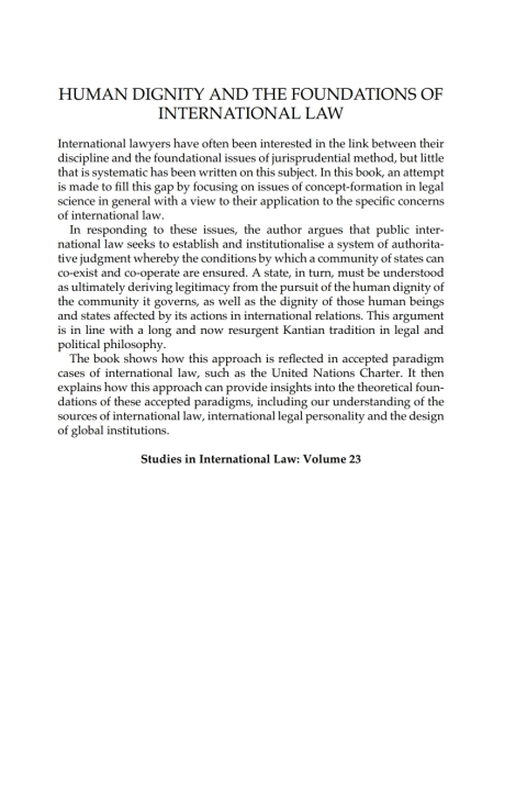 Cover image for book Human Dignity and the Foundations of International Law