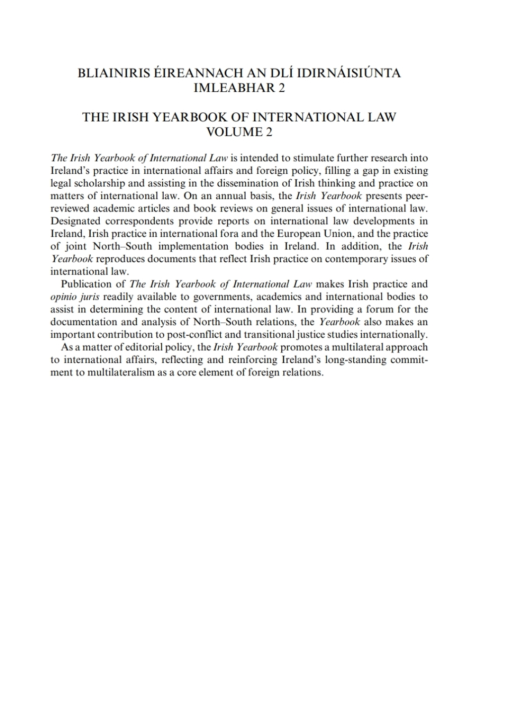 The Irish Yearbook of International Law  Volume 2 2007 - 1st Edition (eBook)