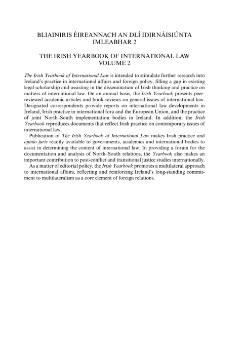 Cover image for book The Irish Yearbook of International Law, Volume 2 2007