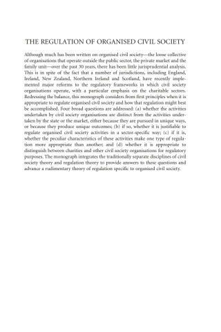 The Regulation of Organised Civil Society