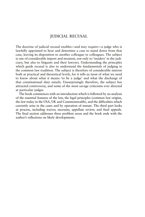 Cover image for book Judicial Recusal