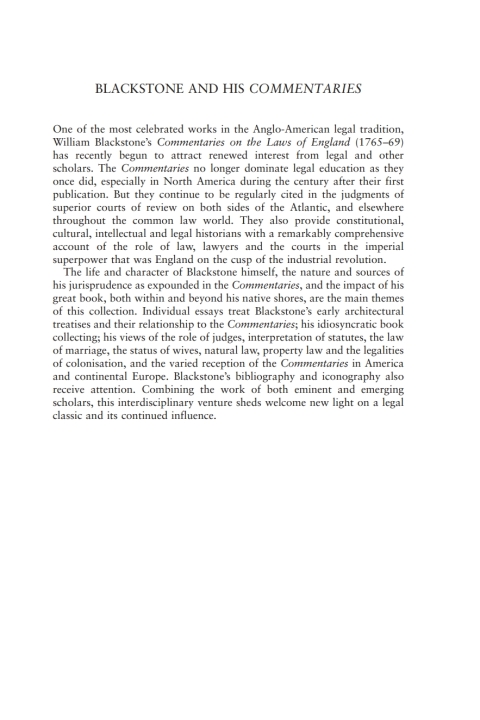 Cover image for book Blackstone and his Commentaries