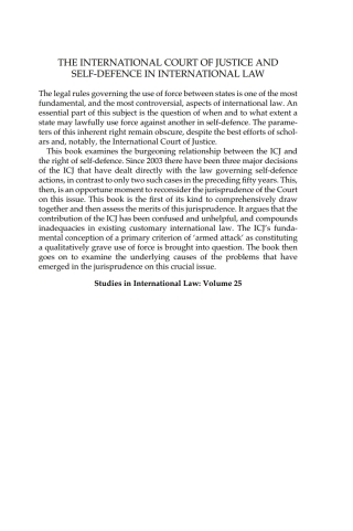 The International Court of Justice and Self-Defence in International Law