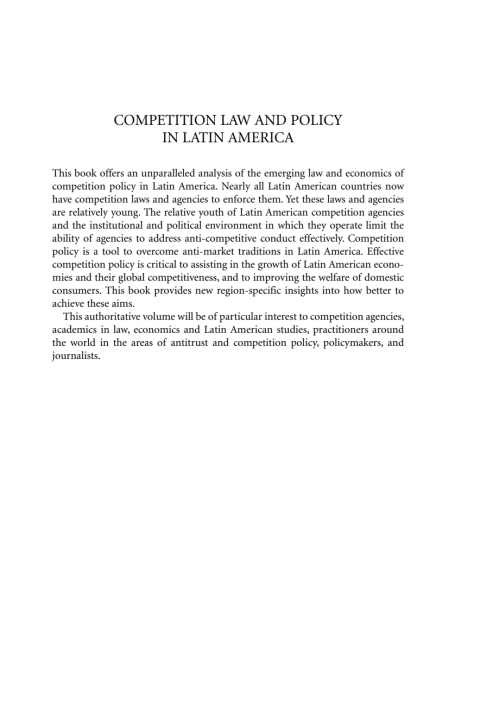 Cover image for book Competition Law and Policy in Latin America